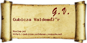 Gubicza Valdemár névjegykártya